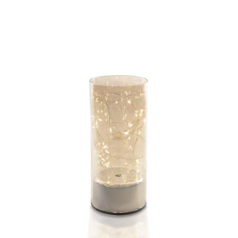 LAMP. CILINDRO 10LED VETRO NAT. D9XH20