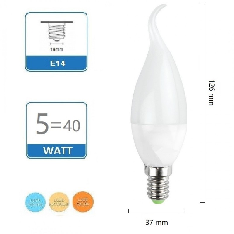 LAMPADINA LED CANDLE 5W E14 4000K LAMPADINA LED CANDLE 5W E14 4000K
