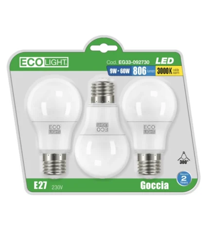 LAMPADINA LED GOCCIA 9W E27 806LM IP20