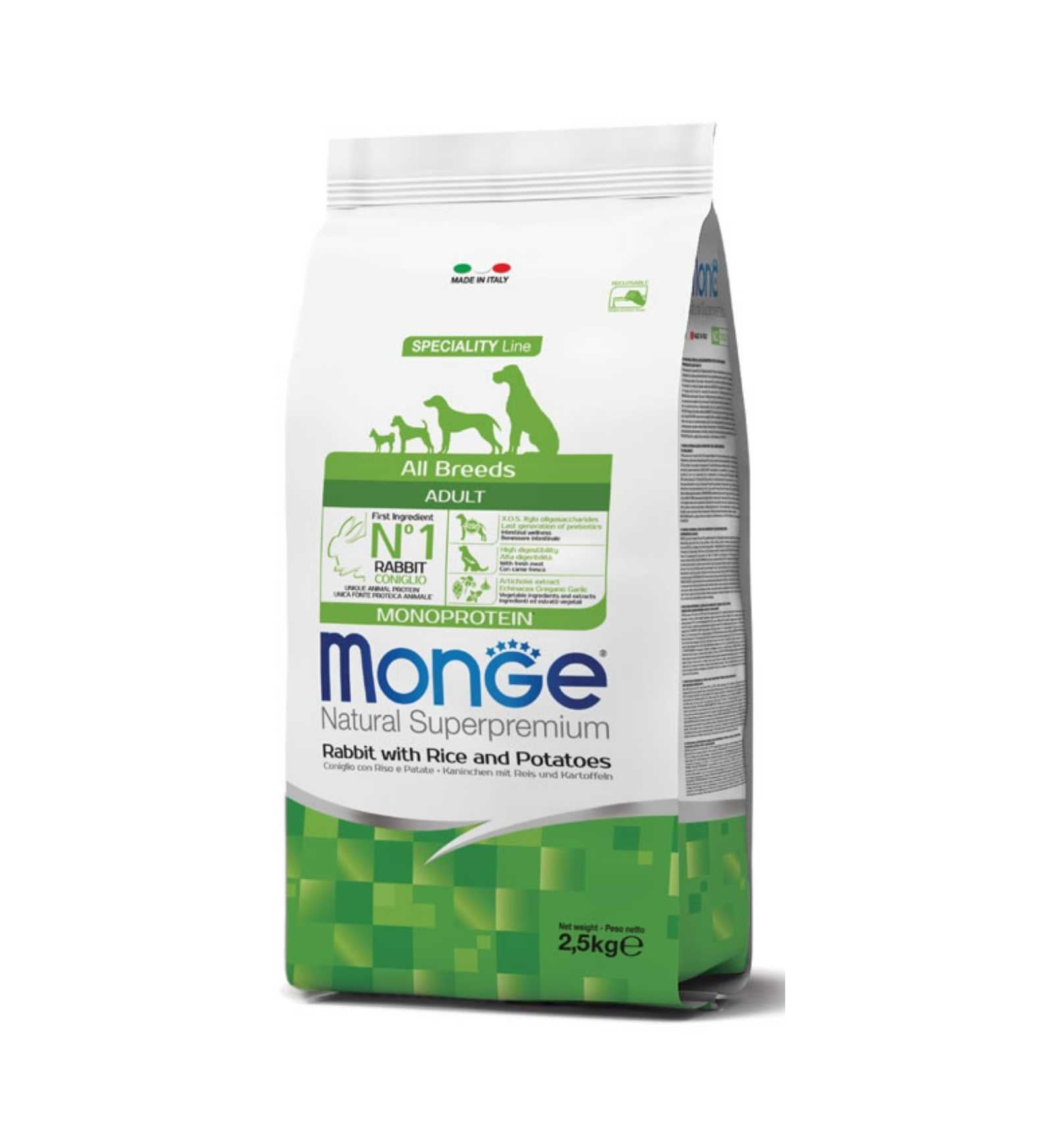 MONGE ALL BREEDS ADULT kg 2.5 Coniglio MONGE ALL BREEDS ADULT kg 2.5 Coniglio