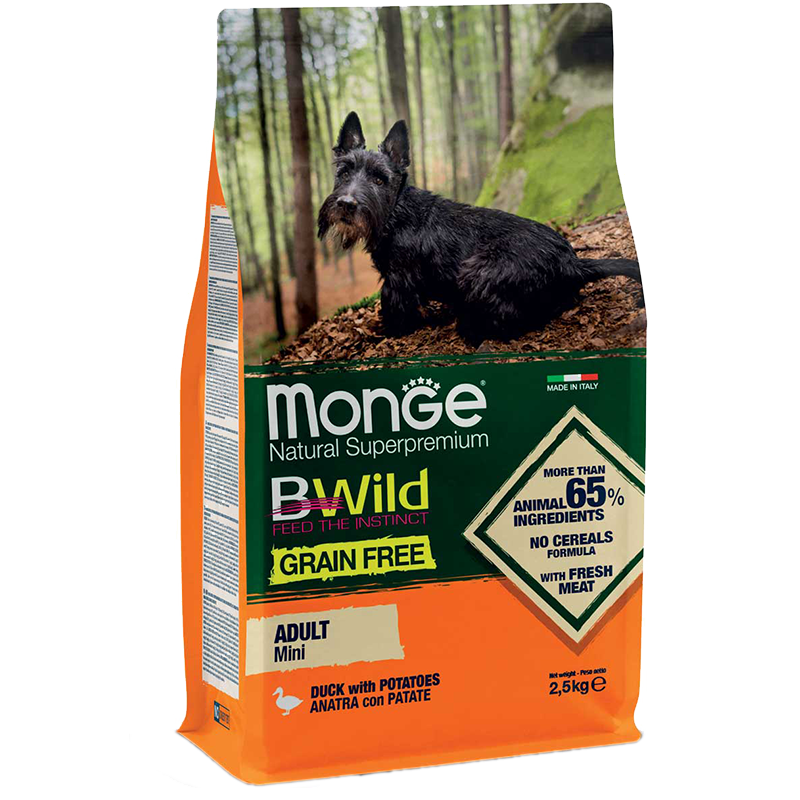 MONGE BWILD DOG kg 2.5 Anatra/Patate MONGE BWILD DOG kg 2.5 Anatra/Patate