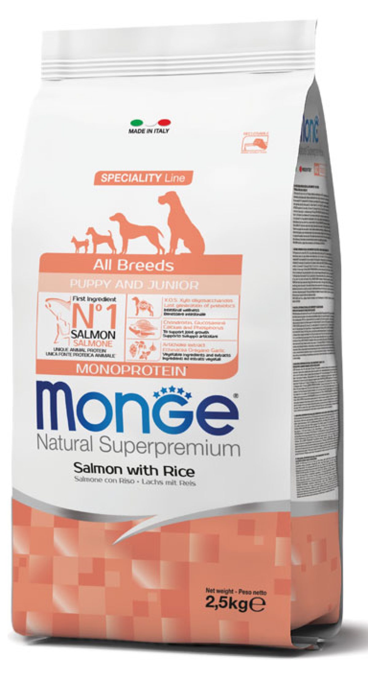MONGE PUPPY&J. ALL BREEDS kg 12 Salmone MONGE PUPPY&J. ALL BREEDS kg 12 Salmone