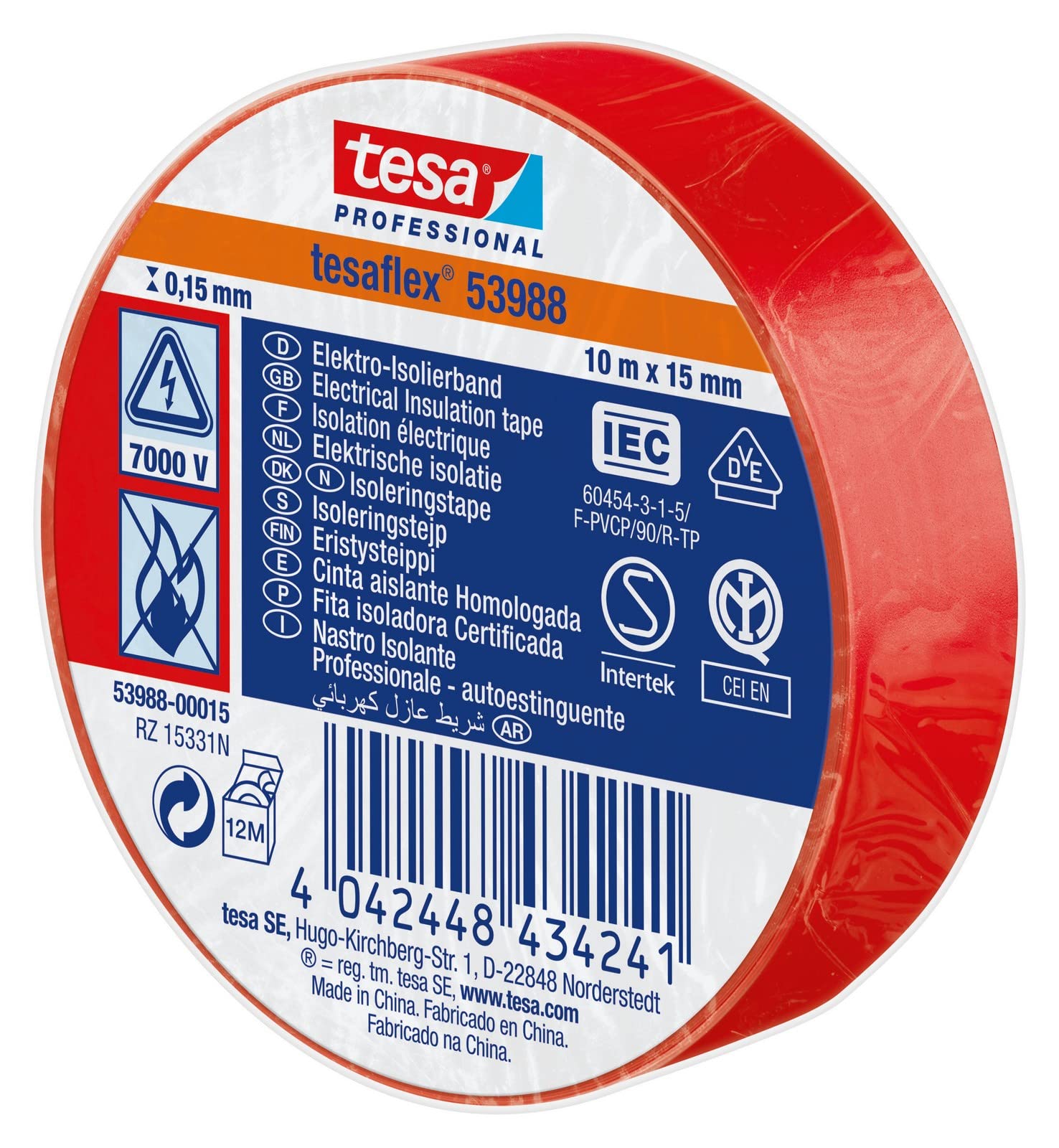 NASTRO ISOLANTE mm 15 Mt 10 Rosso NASTRO ISOLANTE mm 15 Mt 10 Rosso
