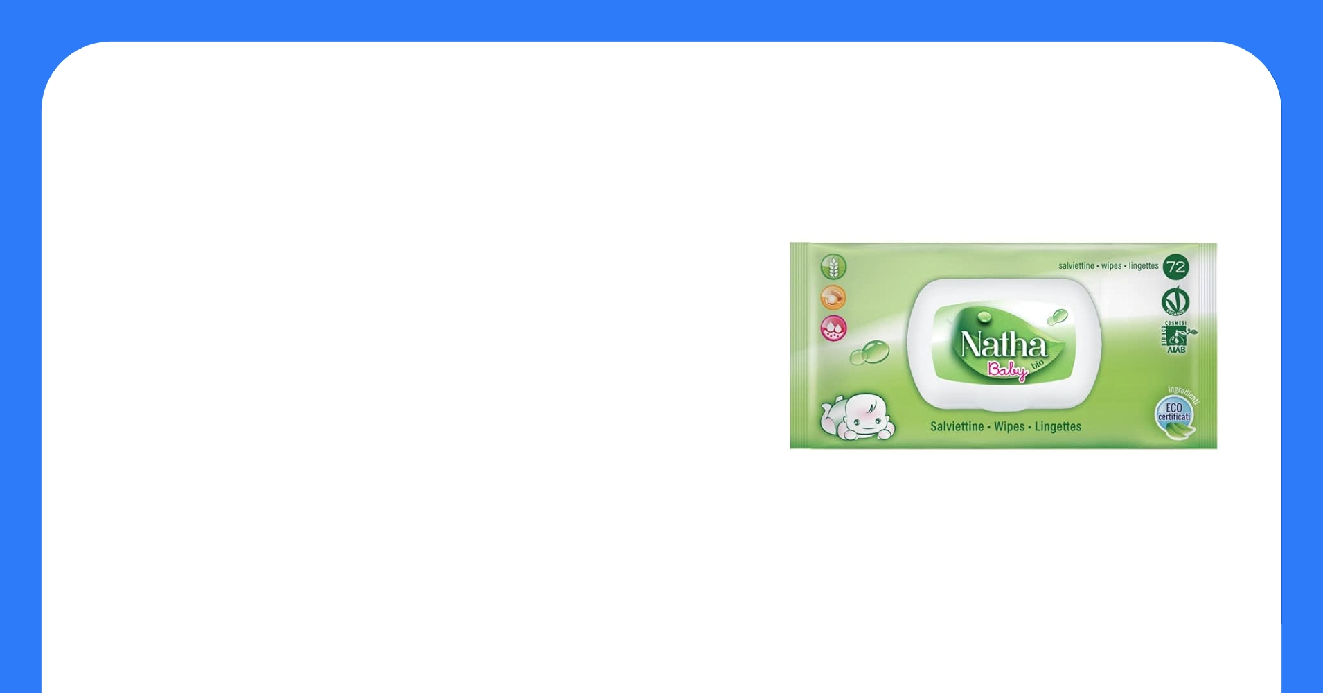 SALVIETTE BABY NATHA BIO Pz.72 A&C SALVIETTE BABY NATHA BIO Pz.72 A&C