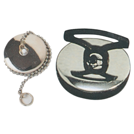 TAPPO NERO c/PLACCA INOX E CATENA D.52