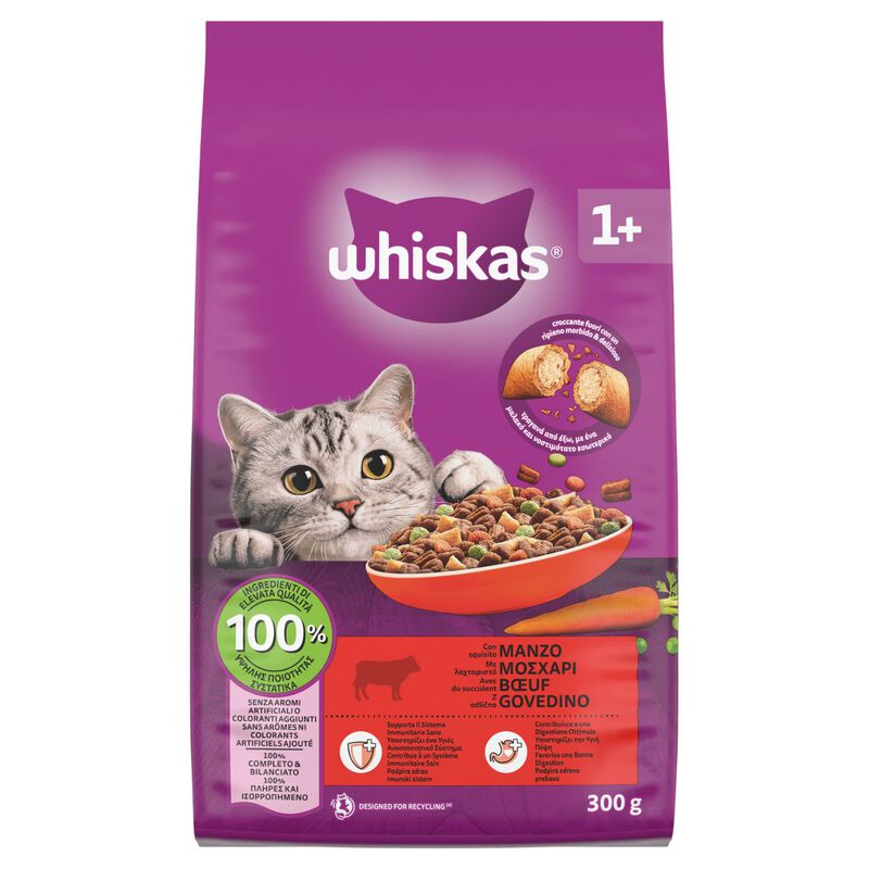 WHISKAS ADULT 1+ MANZO GR 300 WHISKAS ADULT 1+ MANZO GR 300
