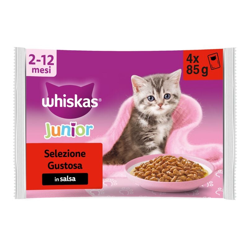 WHISKAS JUNIOR 4X85 gr Sel.Gustosa WHISKAS JUNIOR 4X85 gr Sel.Gustosa