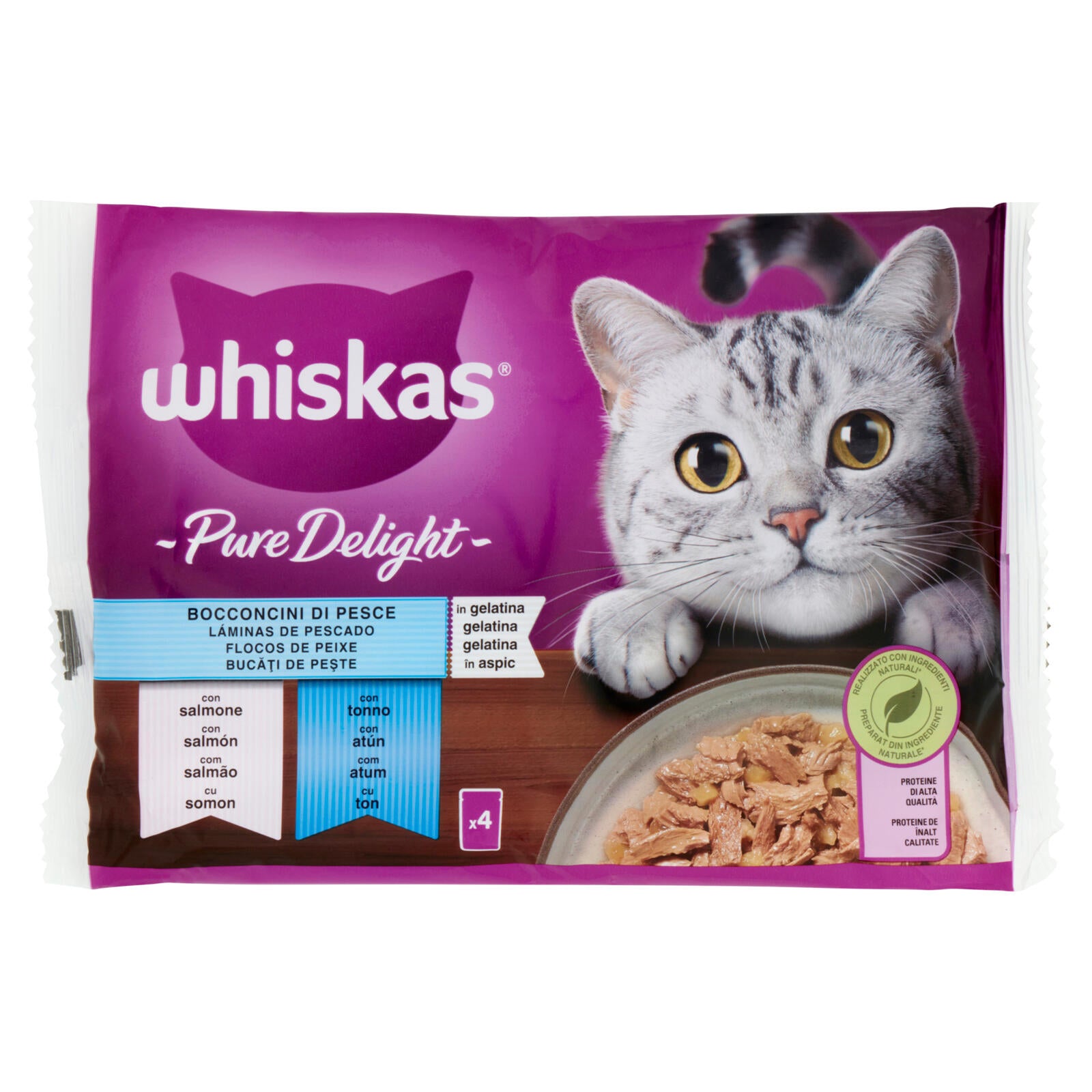 WHISKAS PURE DELIGHT gr 85x4 Bocc.Pesce WHISKAS PURE DELIGHT gr 85x4 Bocc.Pesce
