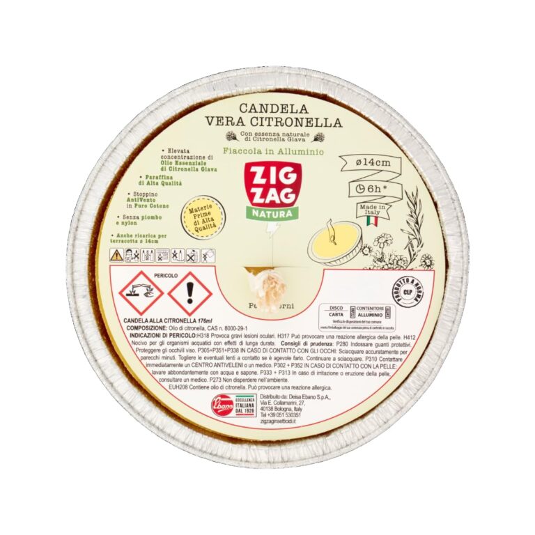 ZIG ZAG CANDELA FIACCOLA D.14 Citronella